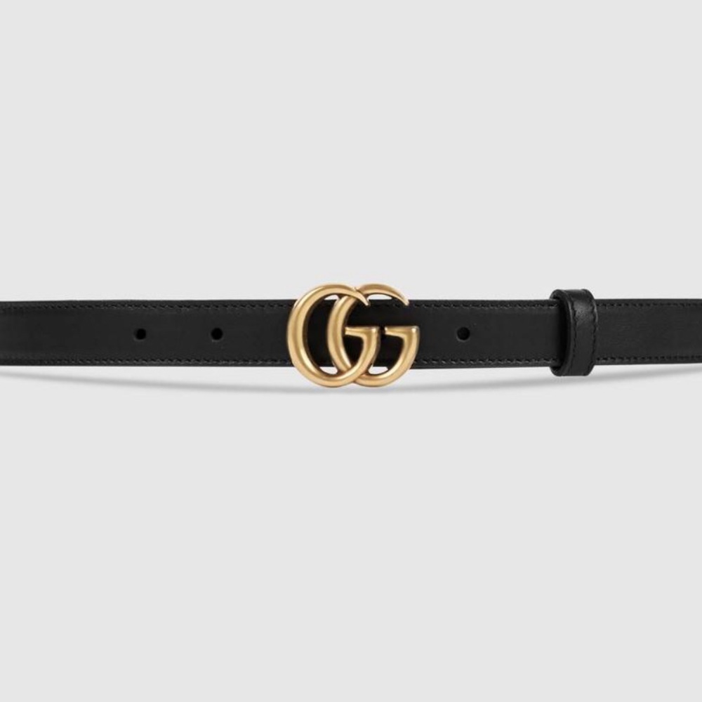 Gucci - leather belt with double G buckle
